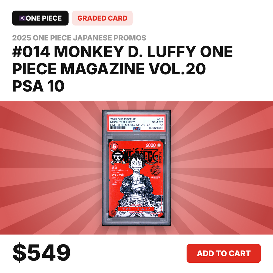 2025 One Piece Japanese Promos #014 Monkey D. Luffy One Piece Magazine Vol.20 PSA 10