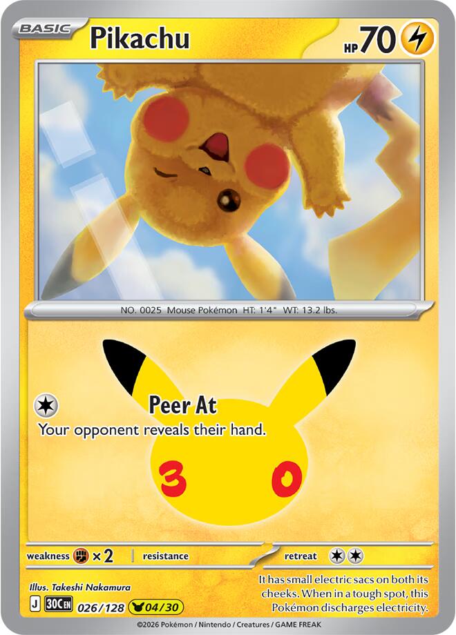 Pikachu | 026/128 | 30th Celebration