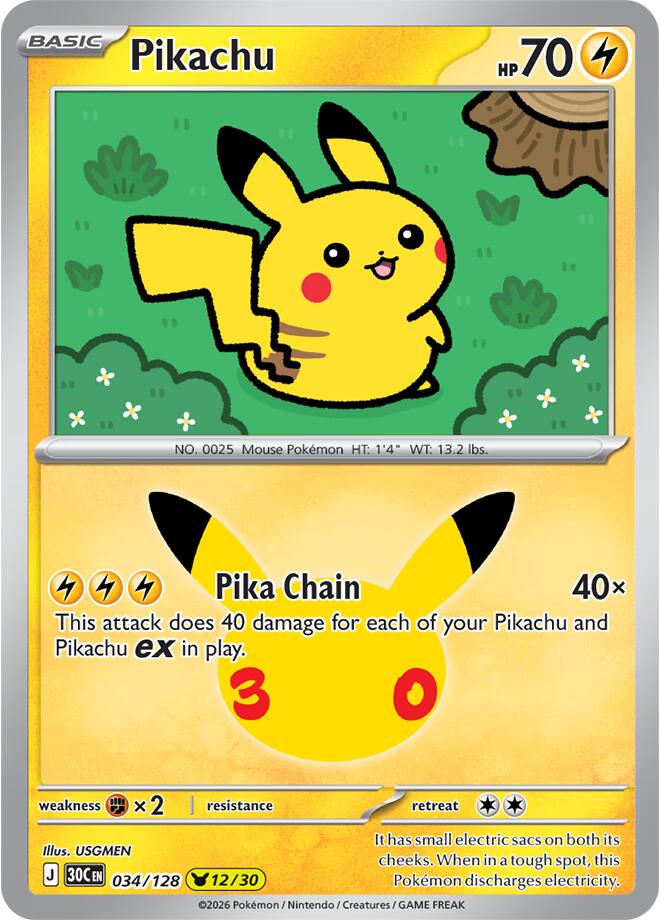 Pikachu | 034/128 | 30th Celebration