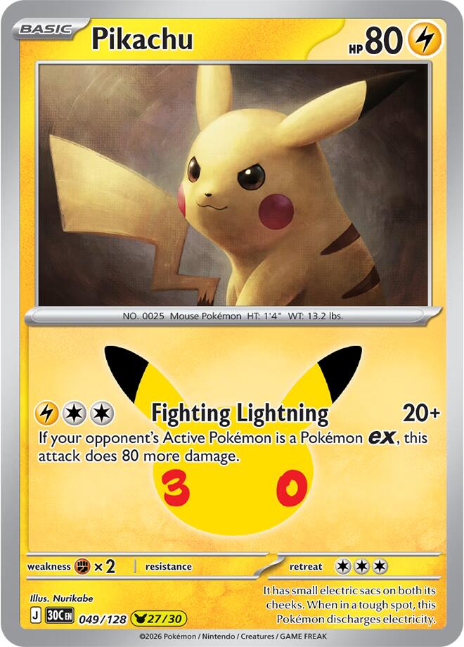 Pikachu | 049/128 | 30th Celebration