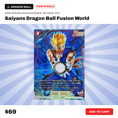 Dragon Ball Super Fusion World Son Gohan Adolescence SR FB08-012 Japanese trading card