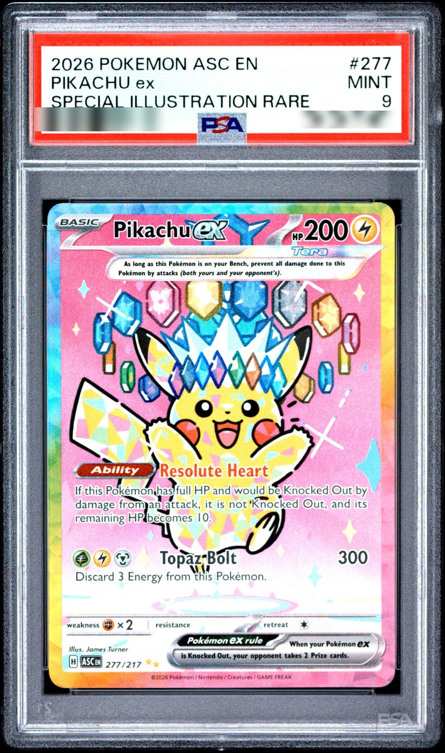 PSA 9 Pikachu ex | 277/217 | Ascended Heroes - real photo